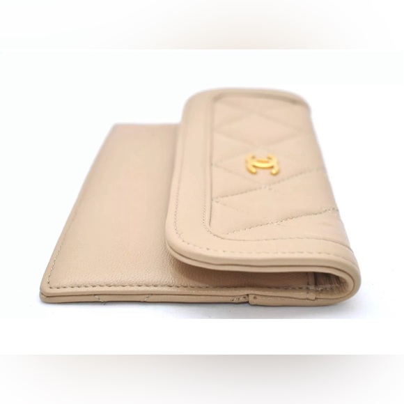 CHANEL Calf Skin Matelasse Vintage Pouch Purse Beige - Picture 6 of 16